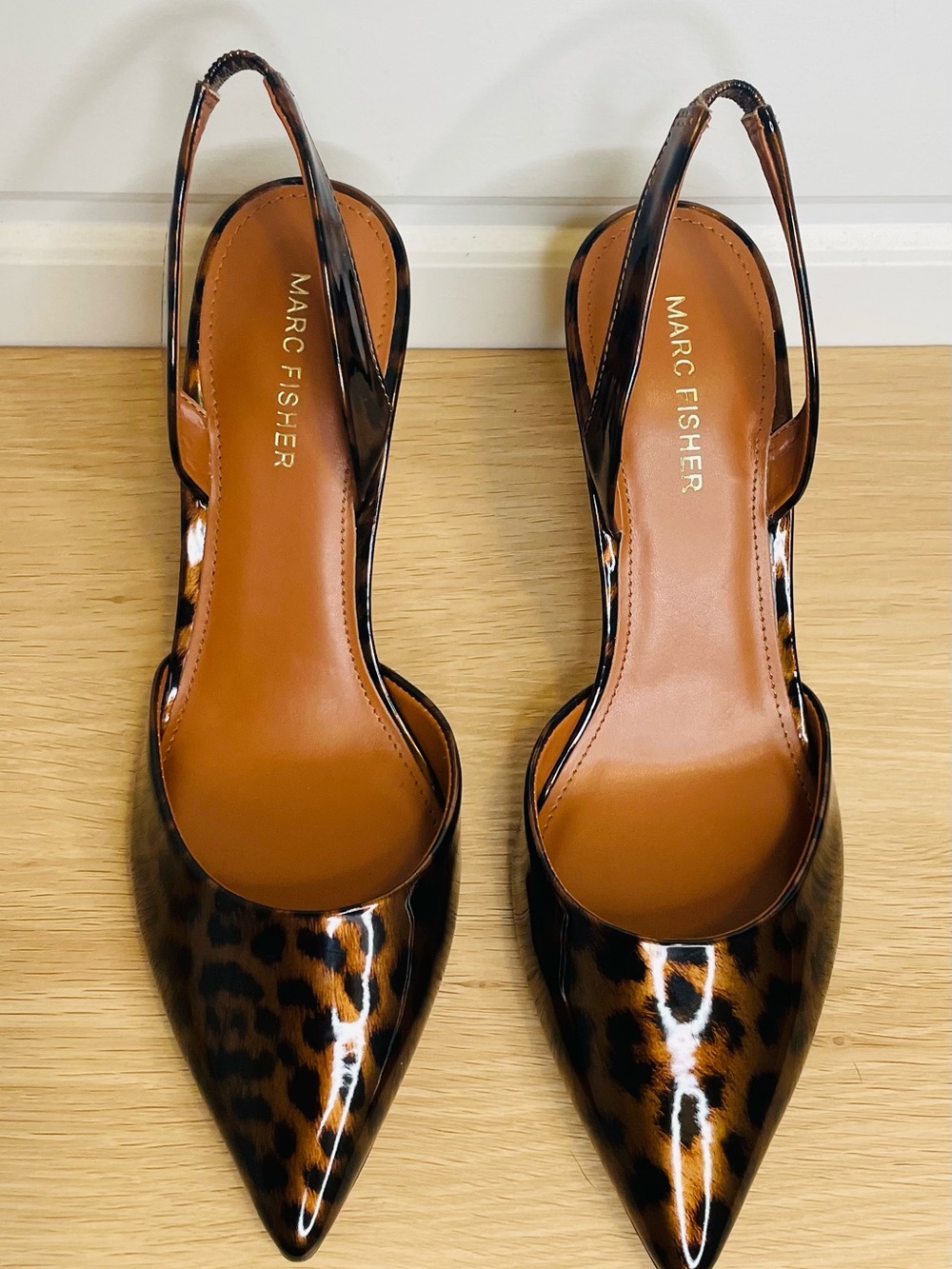 NWOT Marc Fisher Leopard-Print Pointed Slingback Pumps - Brown/Black